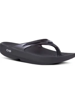 'OOFOS' Women's OOlala Thong - Black Patent