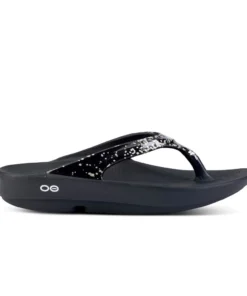 'OOFOS' Women's OOlala Thong Limited Edition - Black / Champagne Pop