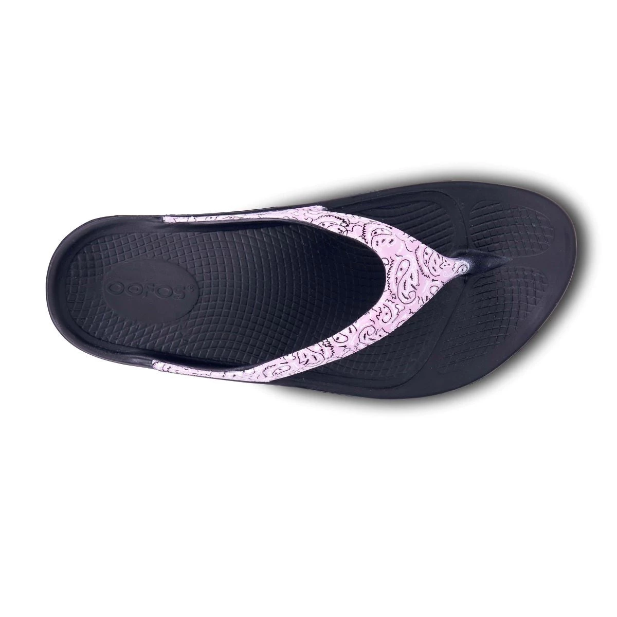 'OOFOS' Women OOlala Luxe Thong - Black / Pink Bandana 4 'OOFOS' Women OOlala Luxe Thong - Black / Pink Bandana