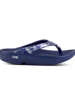 'OOFOS' Women's OOlala Thong Limited Edition - Navy / Silver Snake