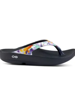 'OOFOS' Women's OOlala Thong Limited Edition - Black / Purple Watercolor