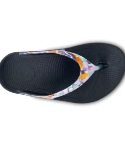 'OOFOS' Women's OOlala Thong Limited Edition - Black / Purple Watercolor