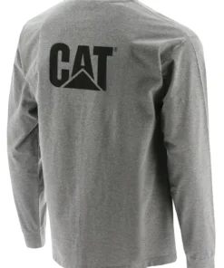 'Caterpillar' Men's Trademark Pocket T-Shirt - Dark Heather Grey