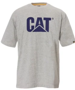 'Caterpillar' Men's Trademark Logo Tee - Heather Grey