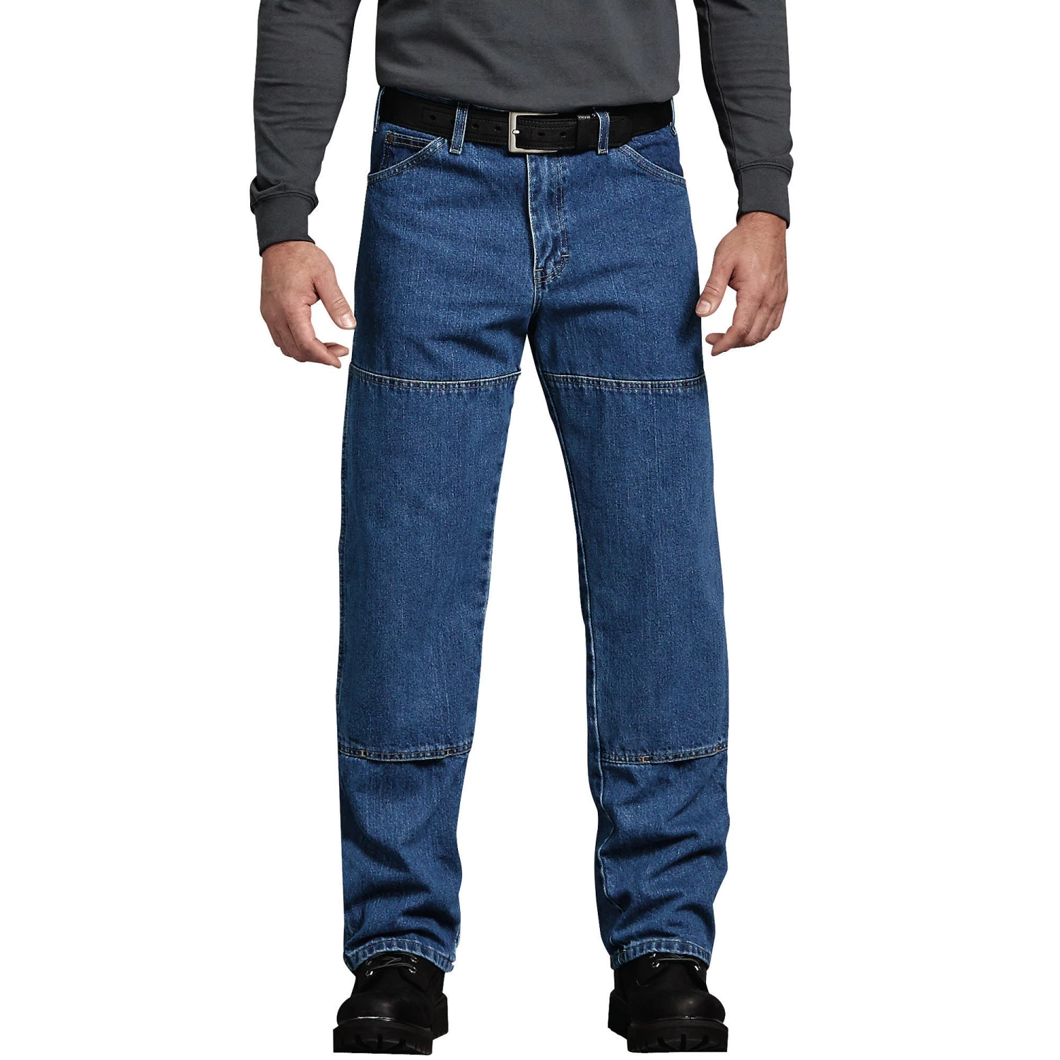 'Dickies' Relaxed Fit Workhorse Double Knee Denim Jeans - Stonewashed Indigo Blue Men 3 'Dickies' Relaxed Fit Workhorse Double Knee Denim Jeans - Stonewashed Indigo Blue Men