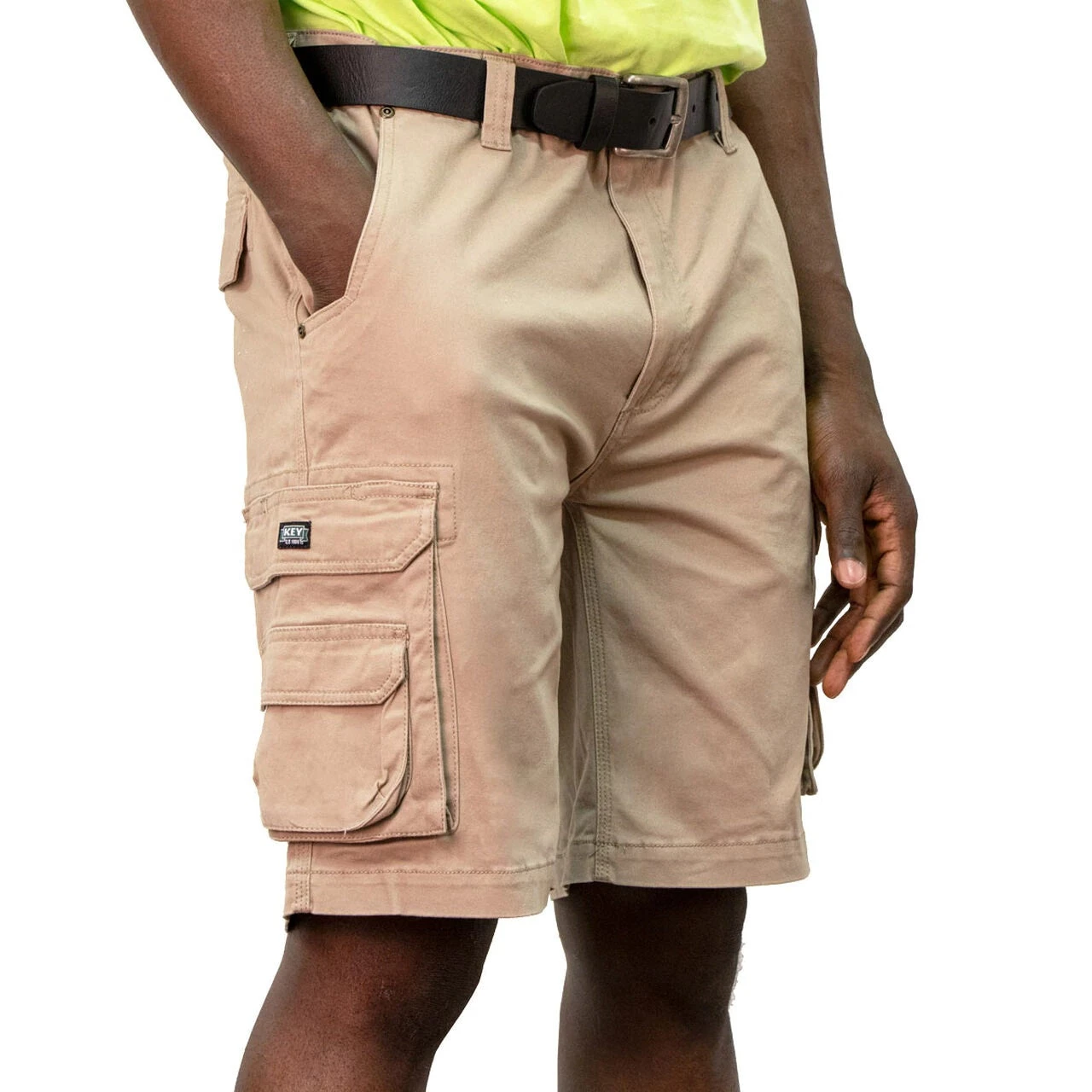 'KEY' Men's Cargo Pocket Flex Short - Khaki 3 'KEY' Men's Cargo Pocket Flex Short - Khaki
