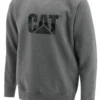 'Caterpillar' Men's Trademark Logo Crew Sweatshirt - Dark Heather Grey 1 'Caterpillar' Men's Trademark Logo Crew Sweatshirt - Dark Heather Grey