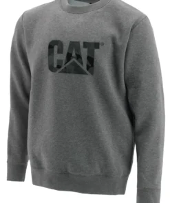 'Caterpillar' Men's Trademark Logo Crew Sweatshirt - Dark Heather Grey