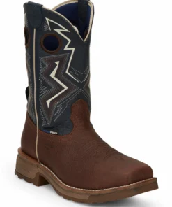 'Tony Lama' Men's 11" Force Western EH WP Comp Toe - Brown / Blue