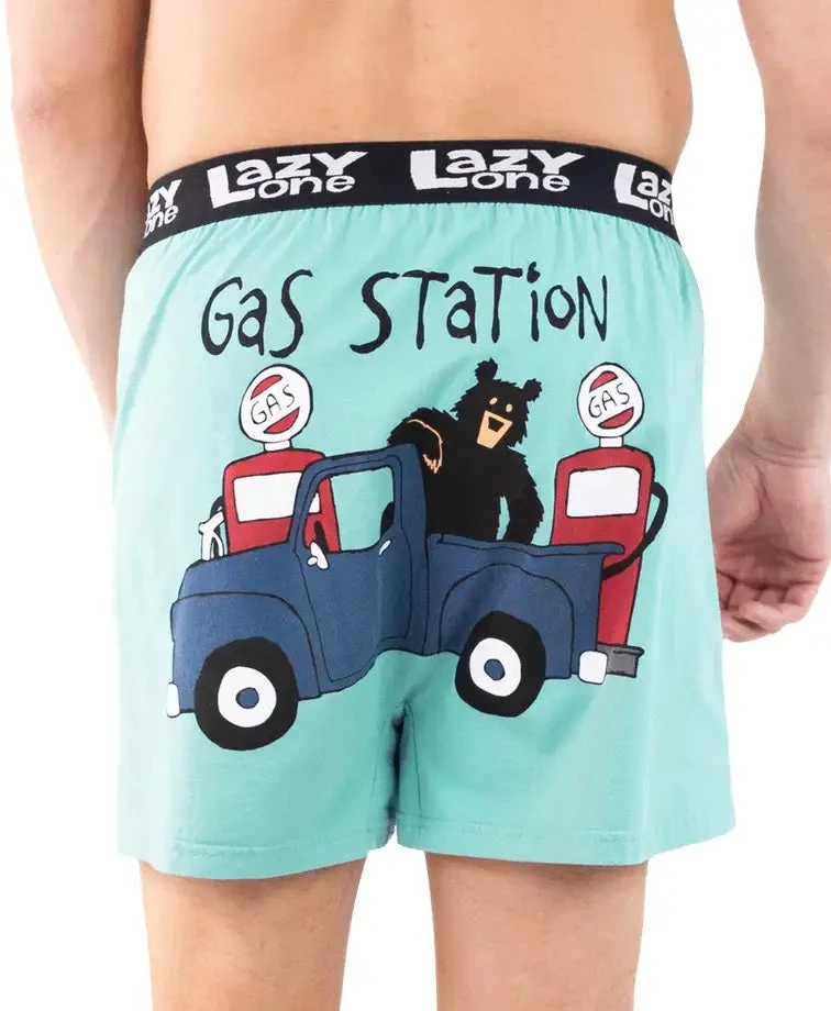 'Lazy One' Men's Gas Station Boxer - Aqua Blue 3 'Lazy One' Men's Gas Station Boxer - Aqua Blue