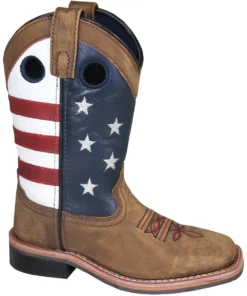 Smoky Mountain Boots 'Smoky Mountain' Children's Stars & Stripes Square Toe - Vintage Brown