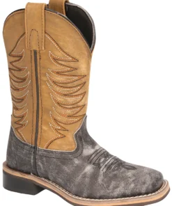 Smoky Mountain Boots 'Smoky Mountain' Children's Prescott Western Square Toe - Black Distress / Antique Tan