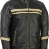 Western Power 'Highway 21' Men's Motordome Leather Jacket - Antique Black