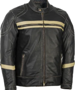 Western Power 'Highway 21' Men's Motordome Leather Jacket - Antique Black