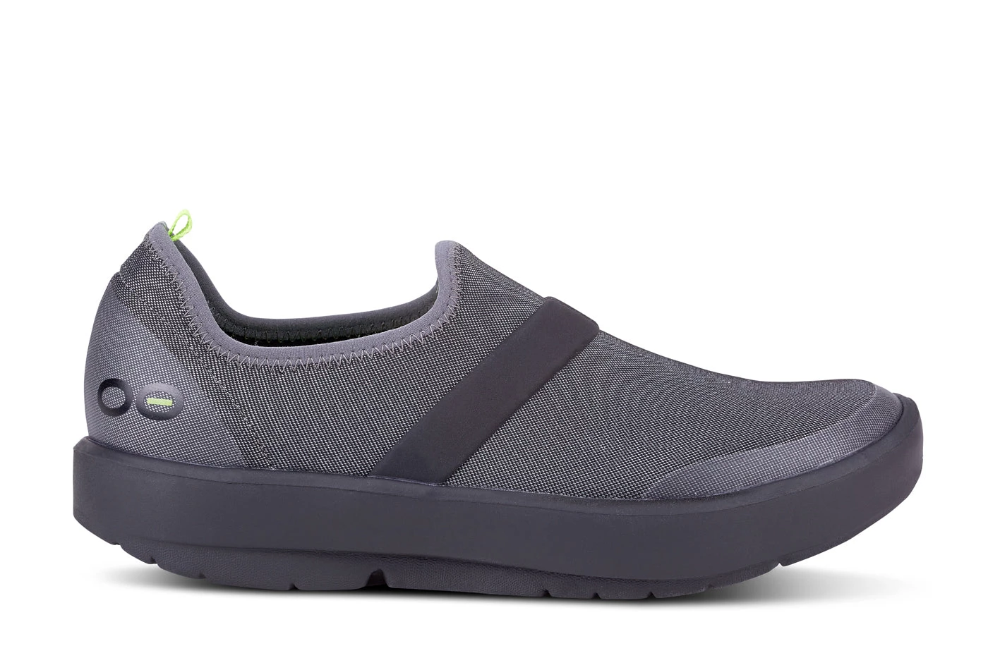 'OOFOS' Women's OOmg Fibre Low Slip On - Black / Grey 3 'OOFOS' Women's OOmg Fibre Low Slip On - Black / Grey