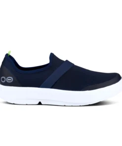 'OOFOS' Women's OOmg Fibre Low Slip On - White / Navy
