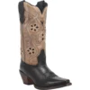 'Laredo' Women's 12" Diamond In The Rough Western Narrow Square Toe - Black / Tan
