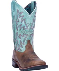 'Laredo' Women's 11" Anita Western Square Toe - Brown / Turquoise 14 'Laredo' Women's 11