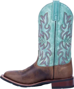'Laredo' Women's 11" Anita Western Square Toe - Brown / Turquoise 15 'Laredo' Women's 11
