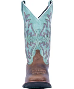 'Laredo' Women's 11" Anita Western Square Toe - Brown / Turquoise 12 'Laredo' Women's 11