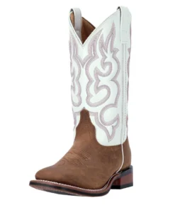 'Laredo' Women's 11" Mesquite Western Square Toe - Taupe / White 10 'Laredo' Women's 11