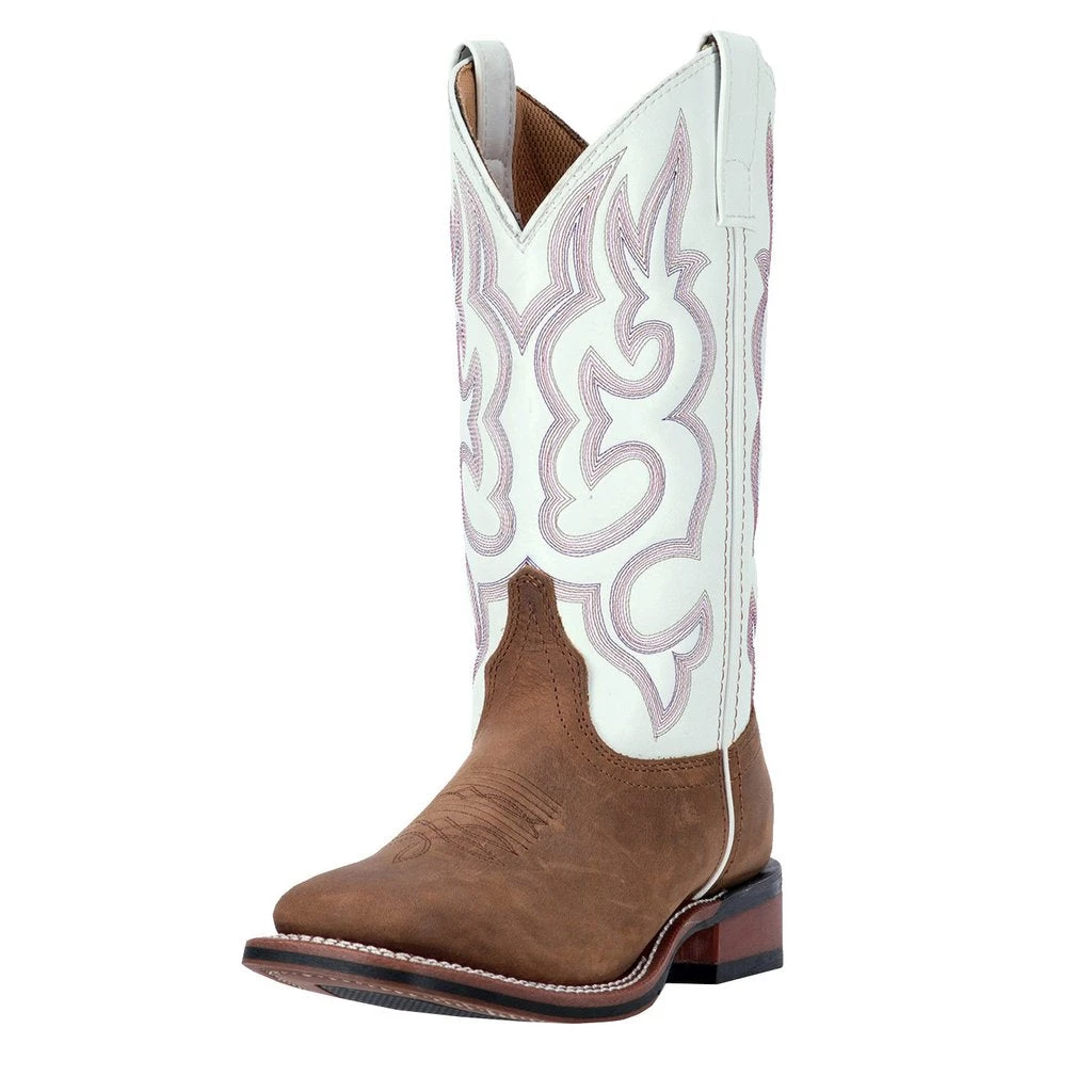 'Laredo' Women's 11" Mesquite Western Square Toe - Taupe / White 6 'Laredo' Women's 11" Mesquite Western Square Toe - Taupe / White