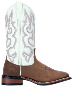 'Laredo' Women's 11" Mesquite Western Square Toe - Taupe / White
