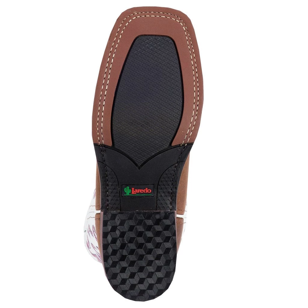 'Laredo' Women's 11" Mesquite Western Square Toe - Taupe / White 5 'Laredo' Women's 11" Mesquite Western Square Toe - Taupe / White