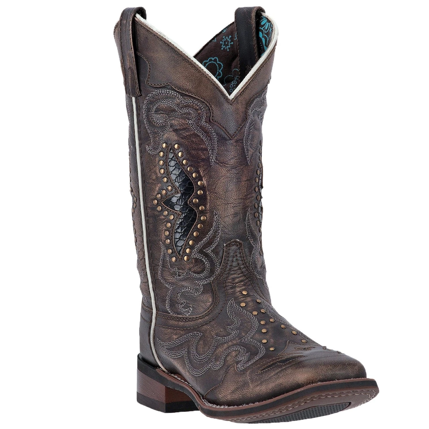 'Laredo' Women's 11" Spellbound Western Square Toe - Blacktan 8 'Laredo' Women's 11" Spellbound Western Square Toe - Blacktan