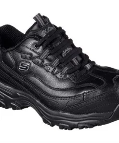 'Skechers' Women's D'Lite Slip Resistant-Pooler Alloy Toe Shoe - Black