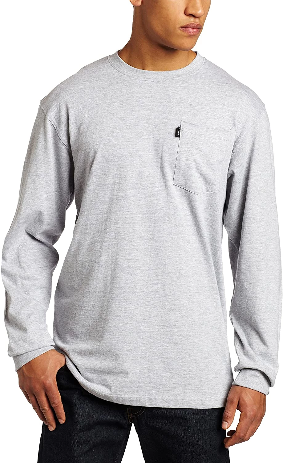 'KEY' Men's Heavyweight Pocket T-Shirt - Heather Grey 3 'KEY' Men's Heavyweight Pocket T-Shirt - Heather Grey