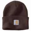'Carhartt' Men's Acrylic Knit Watch Hat - Dark Brown 1 'Carhartt' Men's Acrylic Knit Watch Hat - Dark Brown