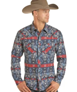 Panhandle Slim'Rock & Roll' Dale Brisby Aztec Snap Shirt - Aztec Men