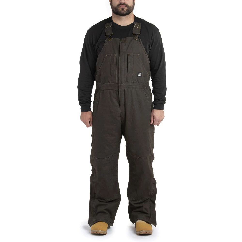 'Berne' Men's Highland Original Washed Insulated Bib Overall - Bark 3 'Berne' Men's Highland Original Washed Insulated Bib Overall - Bark