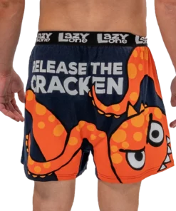 'Lazy One' Men's Release The Cracken Boxer - Navy / Orange
