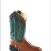 'Old West' Child's 9" Western Square Toe - Cognac / Teal 2 'Old West' Child's 9" Western Square Toe - Cognac / Teal