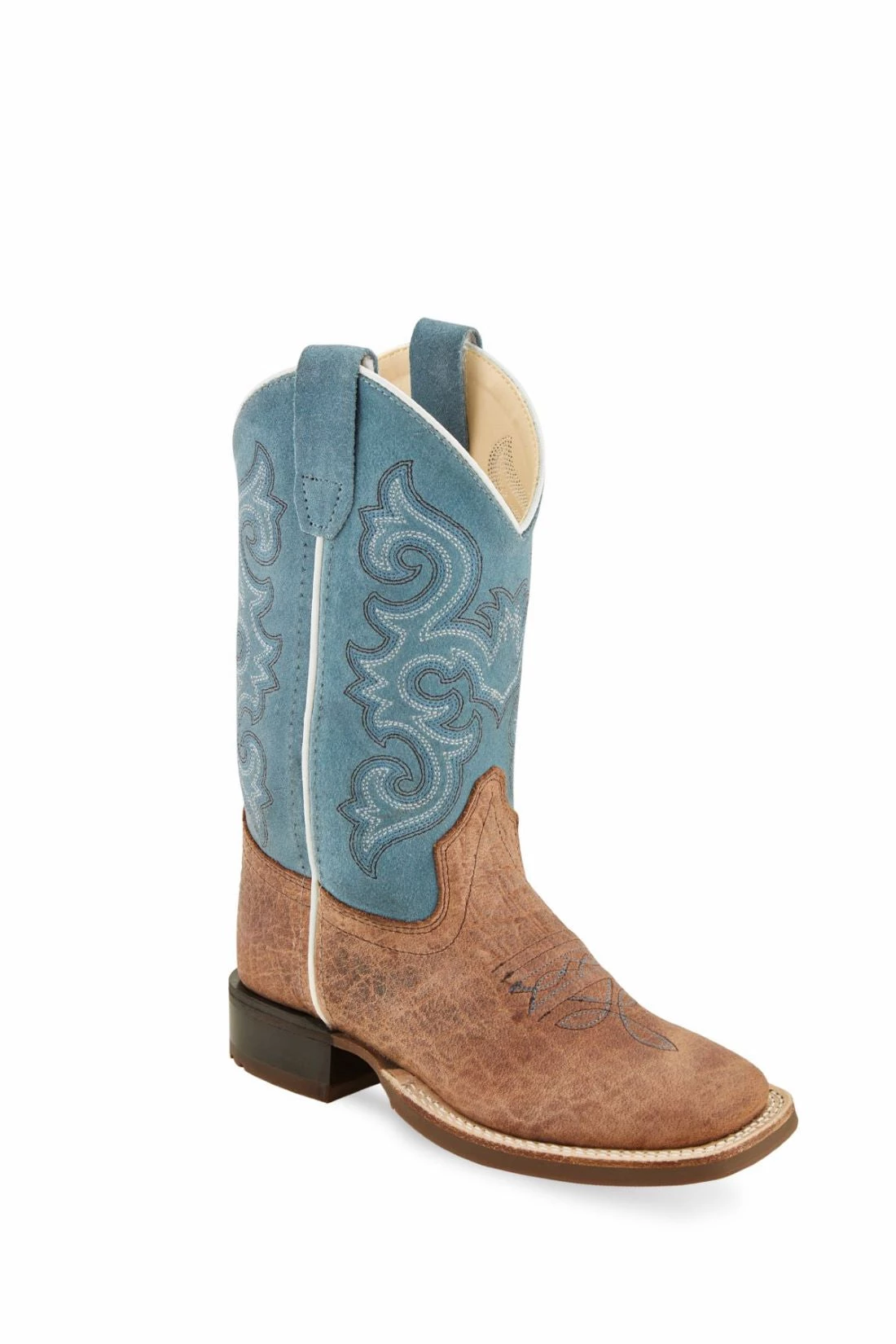 'Old West' Children's Western Square Toe - Brown / Sky Blue 3 'Old West' Children's Western Square Toe - Brown / Sky Blue