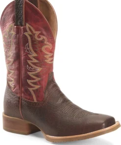 'Double H' Men's 12" Clifton Western Square Toe Roper - Buckskin / Red 9 'Double H' Men's 12