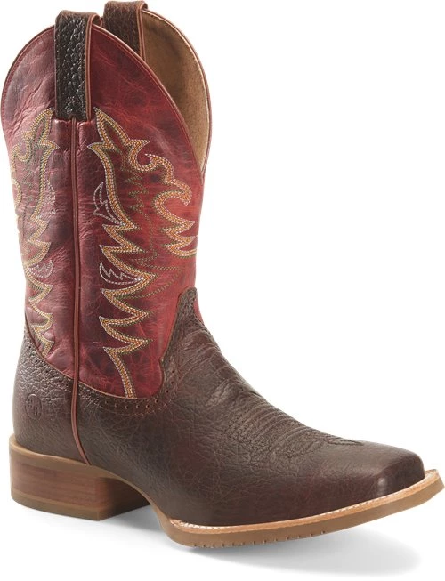 'Double H' Men's 12" Clifton Western Square Toe Roper - Buckskin / Red 6 'Double H' Men's 12" Clifton Western Square Toe Roper - Buckskin / Red