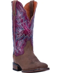 Dan Post Boot Co 'Dan Post' Women's 12" Pasadena Western Square Toe - Tan / Purple 10 Dan Post Boot Co 'Dan Post' Women's 12