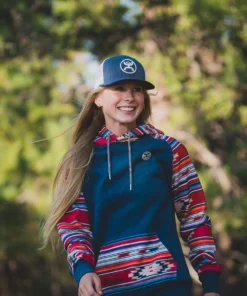 'Hooey' Women's Taos Hoody - Navy / Aztec
