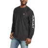 'Ariat' Men's Charger Logo Longsleeve T-Shirt - CHARCOAL HEATHER