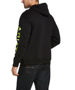 'Ariat' Men's Rebar Graphic Hoodie - Black / Lime