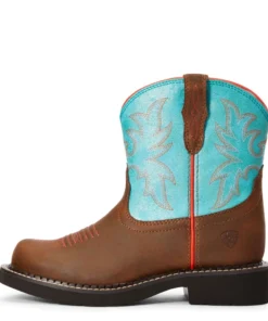 Kids 'Ariat' Youth 6" Cowpoke Fatbaby Western - Dark Brown / Turquoise