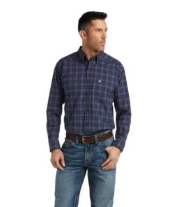 'Ariat' Men's Pro Series Shep Stretch Classic Button Down - Naval Base