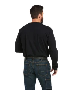 'Ariat' Men's Rebar Workman Logo T-Shirt - Black / Lime