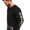 'Ariat' Men's Rebar Workman Logo T-Shirt - Black / Lime 2 'Ariat' Men's Rebar Workman Logo T-Shirt - Black / Lime