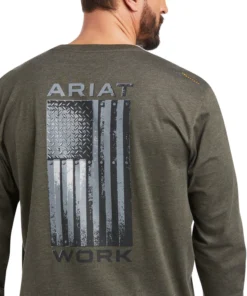 'Ariat' Men's Rebar Workman Alloy Flag T-Shirt - Sage Heather