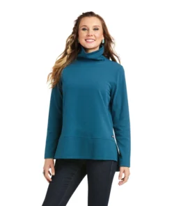 'Ariat' Women's R.E.A.L. Funnel Sweater - Eurasian Teal