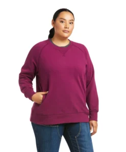 'Ariat' Women's Rebar Workman Washed Fleece Sweatshirt - Purple Potion